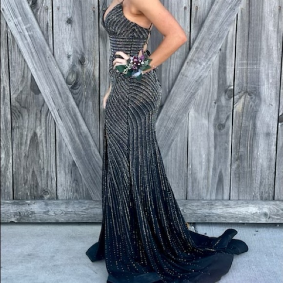 Sherri Hill 54174, Size 4, Black Rhinestone Floor length Gown - Picture 3 of 7